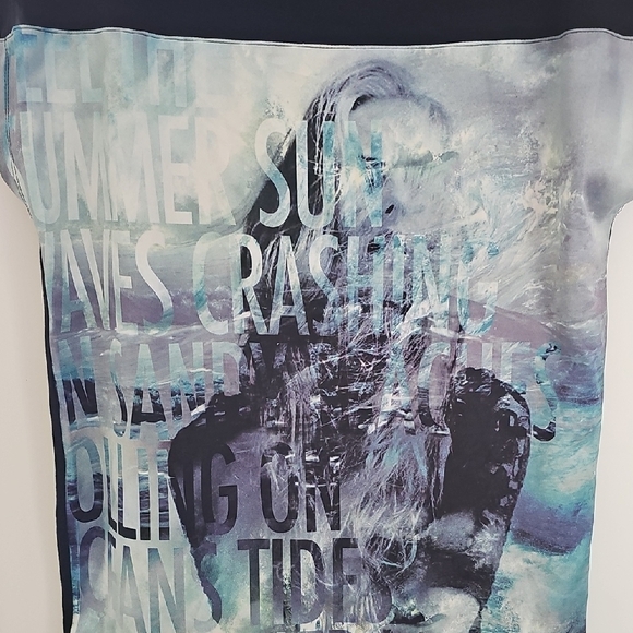 Express Black and Blue Short Sleeve Tee Size S/P - Picture 5 of 6